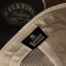 Load image into Gallery viewer, Slaying & Filleting Hat (BLACK//WHITE/BLUE)