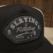 Load image into Gallery viewer, Slaying & Filleting Hat (BLACK//WHITE/BLUE)