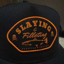 Load image into Gallery viewer, Slaying &amp; Filleting Hat (BLACK/ORANGE)
