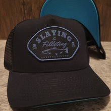 Load image into Gallery viewer, Slaying & Filleting Hat (BLACK/BLUE)