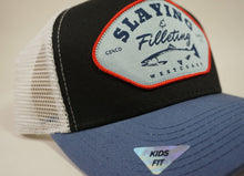 Load image into Gallery viewer, [KIDS FIT] - Slaying &amp; Filleting Hat (BLACK/WHITE/BLUE)
